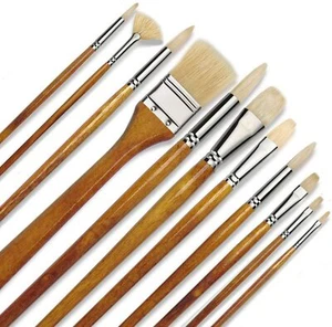 11pcs Paint Brush Set Natural Chungking Hog Bristle Artist Watercolor Brushes AU - Picture 1 of 9