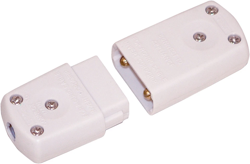Eagle White 2 Way 10A In-line Junction Mains Cable Electrical Connector