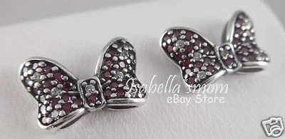 Pendientes Disney SPARKLING MINNIE BOWS Genuinos PANDORA Plata ROJO 290578CZR Foto 1 de 2