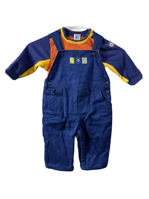 Gymboree 航海冒险 2 件套海军蓝连体裤和橙色紧身衣 6-12 M — 第 1/4 张图片