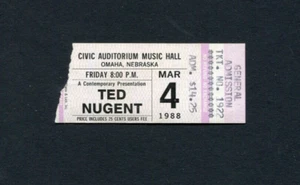 Ted Nugent 1988 Concert Ticket Stub Omaha, NE - Picture 1 of 1