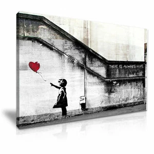 Banksy Palloncino Ragazza Speranza Graffiti Moderni Wall Art Stampa su Tela con Cornice ~ 1pz - Foto 1 di 7