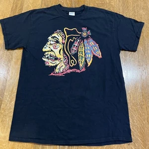 Chicago Blackhawks Zombie Logo Gildan Medium NHL Black Short Sleeve Shirt - Picture 1 of 6