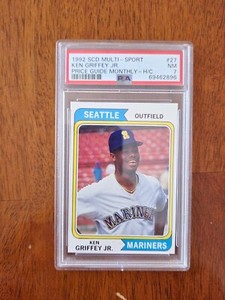 🔥Rare Hand Cut 1992 SCD Multi-Sport Ken Griffey Jr Price Guide Monthly  PSA 7