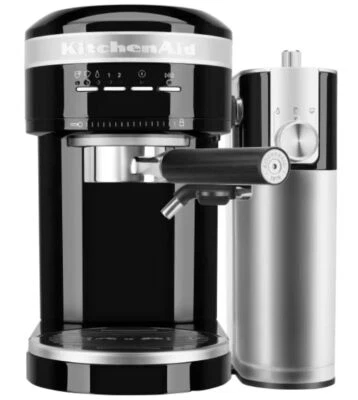 Máquina de café espresso semiautomática de metal KitchenAid y espumador de leche automático A... Foto 1 de 4