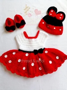 Set Costume Neonato 3 Mesi Bambina Mano Uncinetto Qualità Set Neonato - Foto 1 di 4