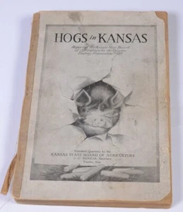 Antik September 1918 Schweine in KANSAS - State Board of Agriculture Bericht Buch - Bild 1 von 7