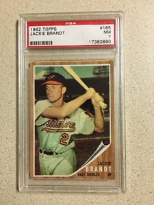 Jackie Brandt 1962 Topps #165 PSA 7 casi nuevo Green Tint Orioles - Imagen 1 de 2