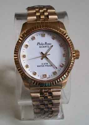 MEN'S PHILIP PERSIO GOLD FINISH  FASHION DRESS UP OR CASUAL WATCH - Image 1 of 4