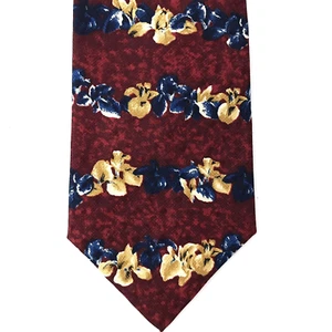 Corbata de cuello del Museo Metropolitano de Arte 100 % seda rojo dorado azul hojas florales - Imagen 1 de 5