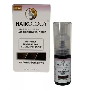 Hairology Natural Keratin Hair Thickening Fibers Medium to Dark Brown SEALED - Picture 1 of 3