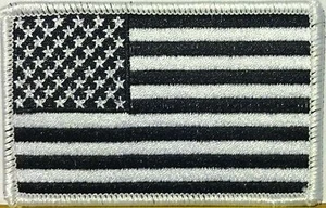 American Flag Embroidered Patch Iron-On US Black White 3 x 2 United States #02 - Picture 1 of 1
