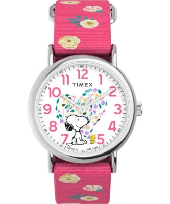 New Timex x Peanuts® Timex Weekender Floral 38mm Fabric Strap Watch TW2W83100 - Image 1 of 4