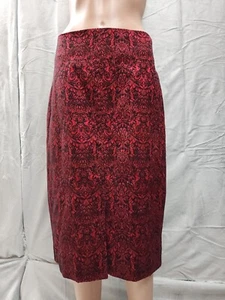 Y2K Worthington Skirt Size 10 Red Maroon Black Floral Paisley Front Slit - Picture 1 of 12