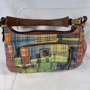 Dooney & Bourke Madras Plaid Multicolor Canvas Shoulder Bag DR198 - Picture 1 of 12