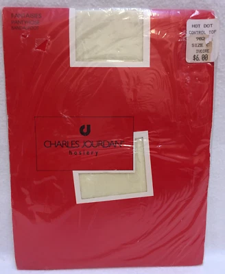 Charles Jourdan Control Top Pantyhose Hosiery Size C Ivory Dot Textured NIP - Image 1 of 4