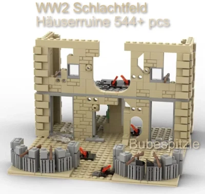 GOBRICKS U.A. Militär Armee WW2 Ruine Schlachtfeld Diorama Häuserfassade Army Szenario 544+
