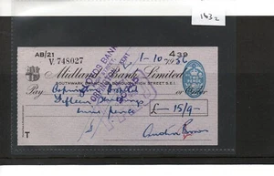 CHEQUE - CH1632 - USED -1956- Midland Bank, Borough High Street, London SE1 - Picture 1 of 1