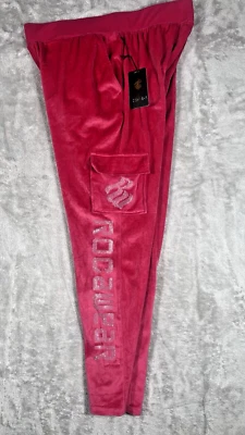 Rocawear Velour Cargo Joggers - Pink, Size 2X - Y2K Hip-Hop Streetwear - Image 1 of 4
