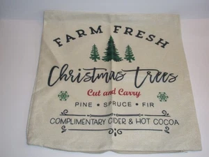 Funda de almohada de lino árboles de Navidad cremalleras granja fresca 17,5" por 17,5" - Imagen 1 de 3