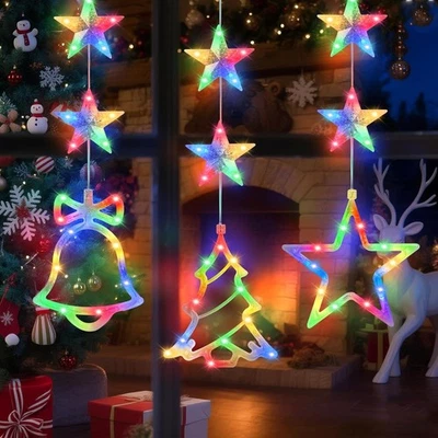 3 Pcs Christmas Window Lights with Suction Cups, Auto Timer, Battery Operate - Image 1 of 4