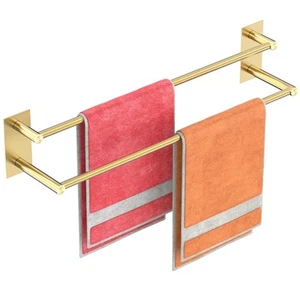 Double Towel Rack, Bathroom Towel Bar, Self Adhesive 17.5 Inch Towel Racks fo... - Picture 1 of 9