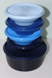 Tupperware Classic Servalier Bowl Set of 5  Shades of Blue New - Picture 1 of 2