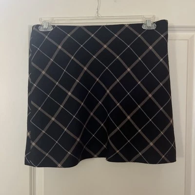 Esprit Wool Blend Plaid Mini Skirt Size 8 Black - Image 1 of 4