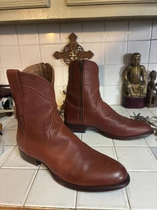 TECOVAS The Earl Roper Boots Brown Goat Leather 12 EE Excellent Condition Zip Up - Picture 1 of 11