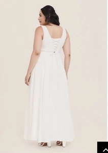 Torrid Elfenbein Jacquard Herzausschnitt Kleid Gr. 24 Korsett Hochzeit Neu mit Etikett mit 4x Reifrock - Bild 1 von 19