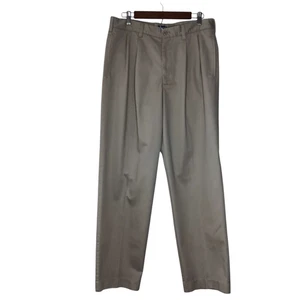 IZOD Pants Mens 33x32 Khaki Pleated Front Classic Fit Dress Casual Chino Khaki - Picture 1 of 11