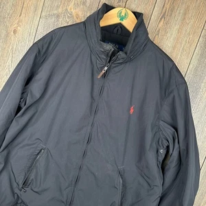 Polo Ralph Lauren Bomberjacke Herren XL Full Zip Schwarz Pony Logo Packable Hood - Bild 1 von 7