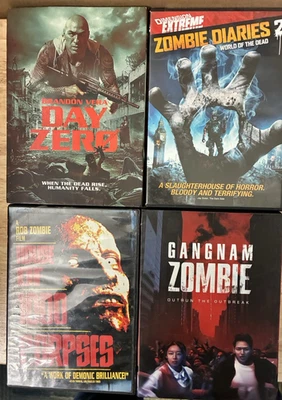 4 Zombie Horror DVDs – Day Zero, Zombie Diaries, Gangnam Zombies, 1000 Corpses - Image 1 of 3