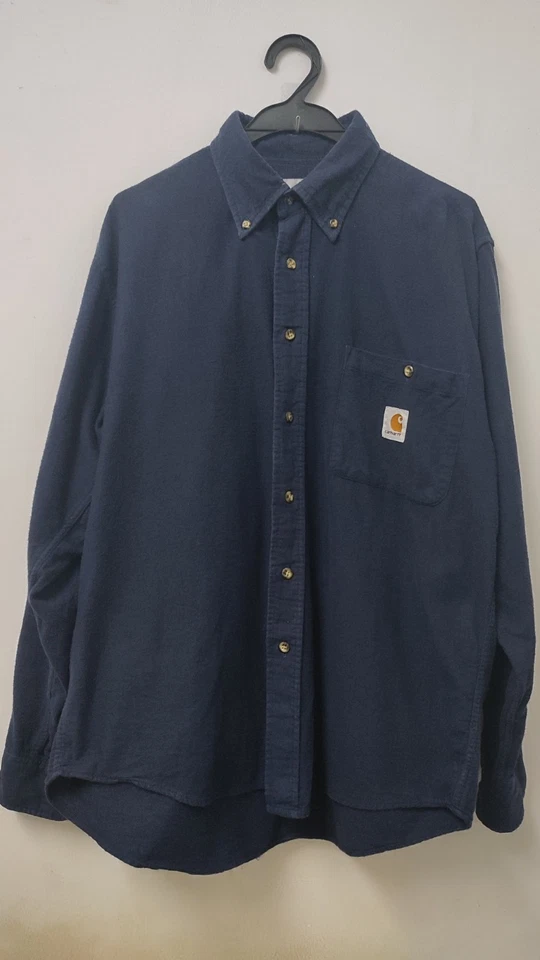 Carhartt Formal Shirt – Rare Navy Blue (Size L) - Image 1 of 4