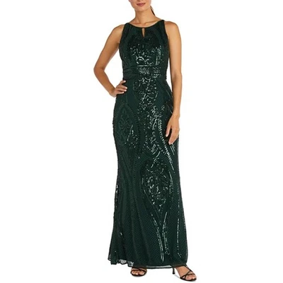 R&M Richards Green Sequined Sleeveless Keyhole Formal Evening Gown 8 NWT - Image 1 of 4