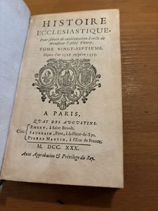 SELTENE 1730 Ausgabe von HISTOIRE ECCLESIASTIQUE Tome Vingt-Septie’me LEDER SEHR GUTER ZUSTAND FS - Bild 1 von 19