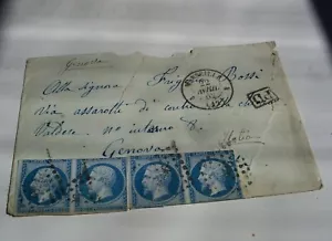 Estampillas postales antiguas de 1860-1890 IMPERIO FRANCIA 20 c POSTES con sobre - Imagen 1 de 6