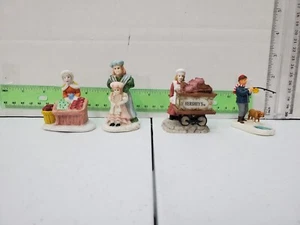 LOT OF 4 Lemax Christmas Village Townsfolk Figures Hershey's Dept 56 Ice Fish  - Picture 1 of 14