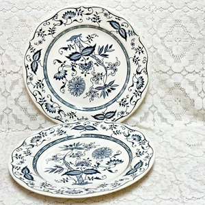Royal China Cavalier Ironstone Dinner Plates 10” Blue Onion Vintage USA Set of 2 - Picture 1 of 7