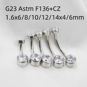 10 Stck. G23 Titan CZ Lang Stab Bauchnabel Stäbe Knopf Barbells Körperpiercing - Bild 1 von 15