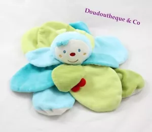 Doudou plat papillon BABYSUN Les diabolos bleu vert coccinelle 30 cm (CEMO) - Foto 1 di 1