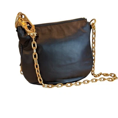 Bolso de hombro de cuero Burberry Knight, piel de cordero negro dorado herrajes venta al por menor $3650) Foto 1 de 4