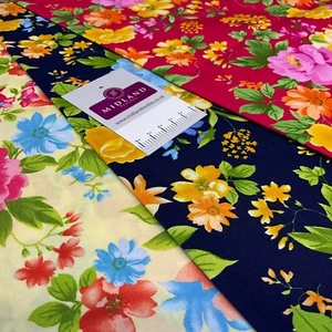£5.99 Bold Large Tropical Floral Cotton Poplin dress Fabric by the meter M1918 - Picture 1 of 12