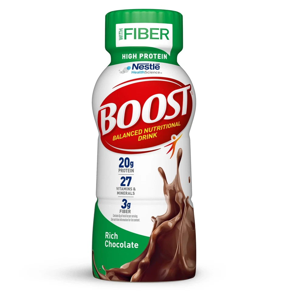 BOOST High Protein With Fiber Balanced Nutritional Drink Rich Chocolate 8 FL O