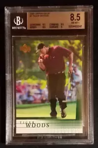 2001 Upper Deck #1 Tiger Woods Rookie RC PGA Tour Golf BGS 8,5 casi nuevo-como nuevo+ ¡Bonito! - Imagen 1 de 3
