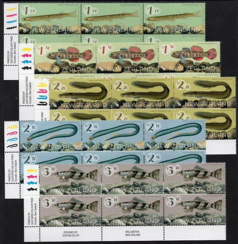 NEW ZEALAND MNH 2017 Freshwater Fish Blocks of 6 - Image 1 of 1