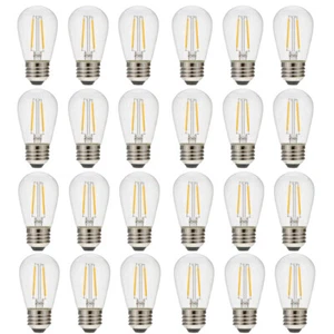 24 Pack S14 E27 Screw 2W LED Filament Clear Glass Bulbs 2700K For Festoon Lights - Picture 1 of 12