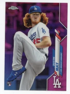 2020 Topps Chrome Dustin May Pink Refractor RC Los Angeles Dodgers #176 - Bild 1 von 2