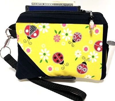 Серебряный блестящий божья коровка ручной работы деньги монета-ID-CreditCard кошелек с ремешком-кошелек-мешочек - Изображение 1 из 4