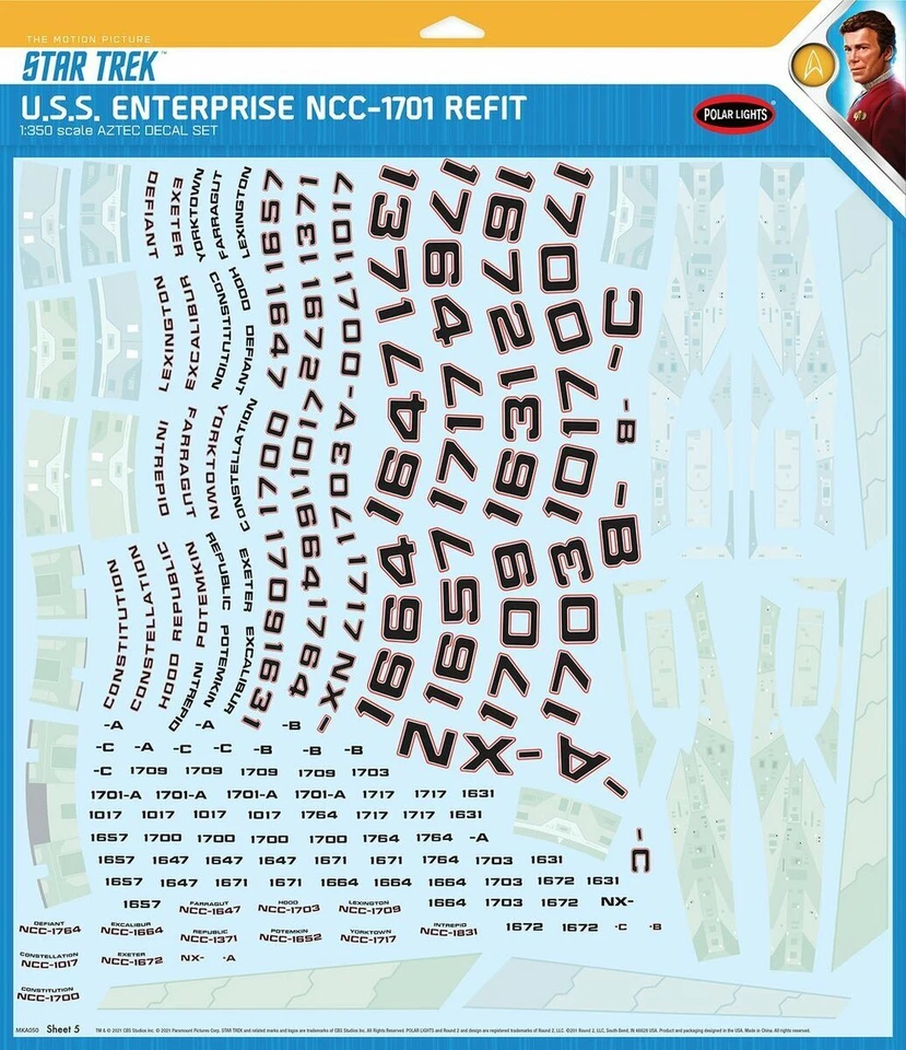 Polar Lights 1:350 U.S.S. Enterprise Refit Aztec Decal Set (MKA050)